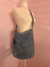 Load image into Gallery viewer, Denim tote bag with adjustable strap &amp; multiple pockets