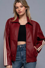 Load image into Gallery viewer, Faux Leather Jacket in Vintage Red