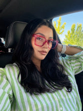 Load image into Gallery viewer, Oversized blue light blocker glasses in HOT PINK
