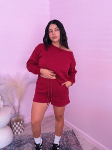 Jayla Ribbed Set in WINE