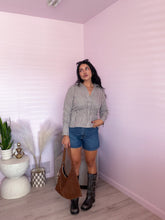 Load image into Gallery viewer, Plaid Button Down Shirred Waist Top