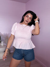 Load image into Gallery viewer, Babydoll Wrinkled Top in Pale Pink