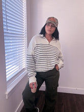 Load image into Gallery viewer, Half Zip Up Striped Knit Sweater