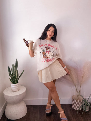 Active Pleaded Skort Skirt in Vanilla