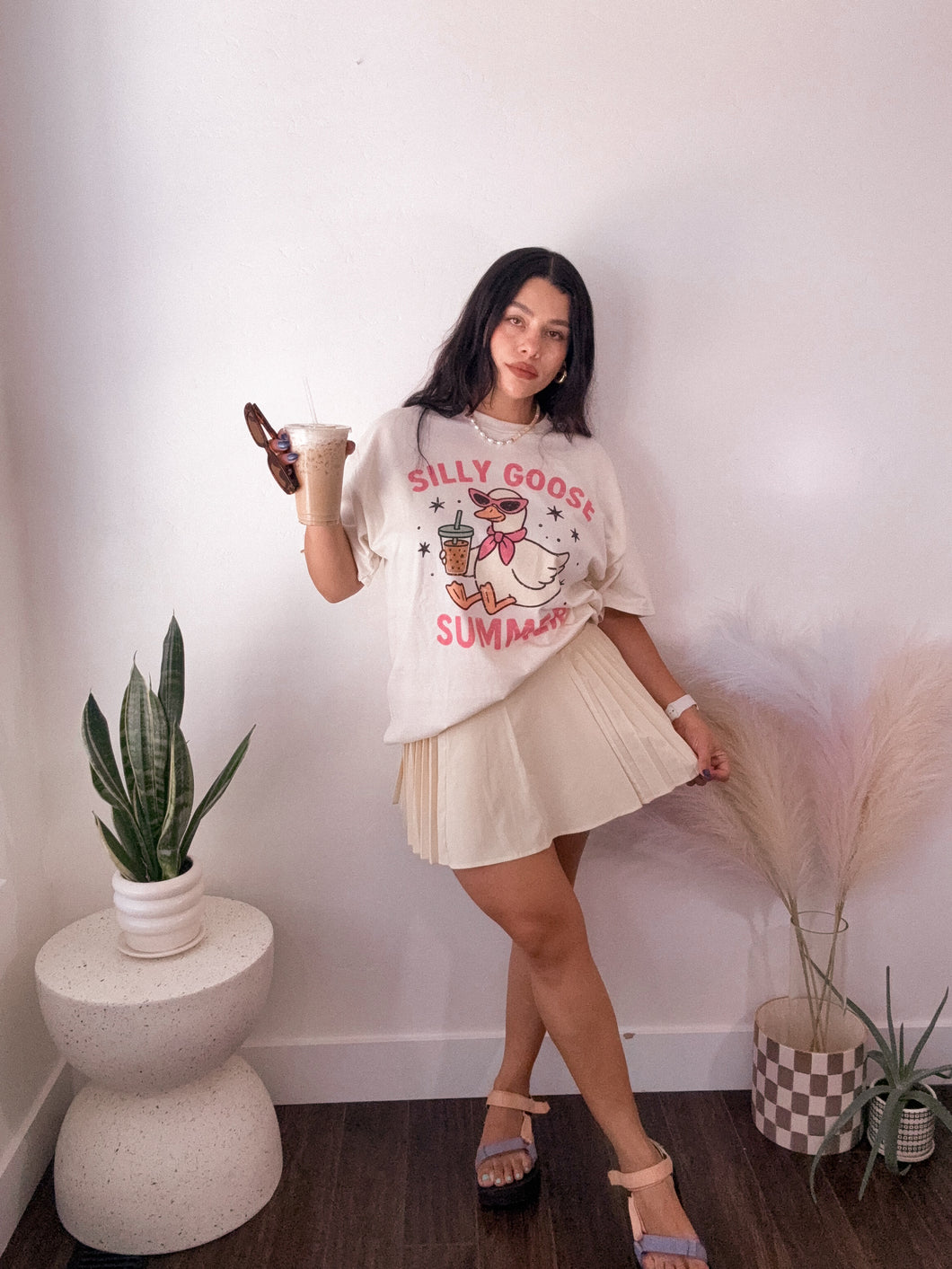 Active Pleaded Skort Skirt in Vanilla