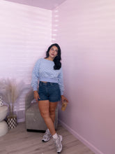 Load image into Gallery viewer, Sophia Polka Dot Cropped Sweater in Baby Blue