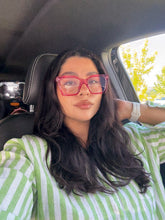 Load image into Gallery viewer, Oversized blue light blocker glasses in HOT PINK