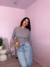 Load image into Gallery viewer, Mariah Stripe Asymmetrical  Long Sleeve Top
