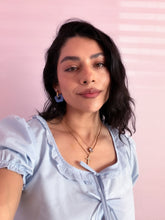 Load image into Gallery viewer, Blue Hydrangea Flower Earrings *18K Gold Plated*