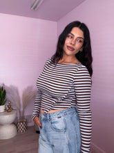 Load image into Gallery viewer, Mariah Stripe Asymmetrical  Long Sleeve Top