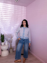 Load image into Gallery viewer, Fuzzy Knit Striped Cardigan in Blue/Pink