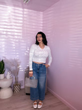 Load image into Gallery viewer, Floral Ribbed Knit V Neck Long Sleeve Top