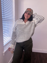 Load image into Gallery viewer, Half Zip Up Striped Knit Sweater