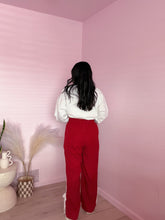 Load image into Gallery viewer, Bowed Striped Track Pants in Rich Red