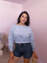 Load image into Gallery viewer, Sophia Polka Dot Cropped Sweater in Baby Blue