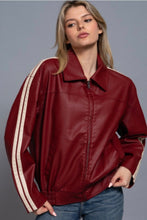 Load image into Gallery viewer, Faux Leather Jacket in Vintage Red