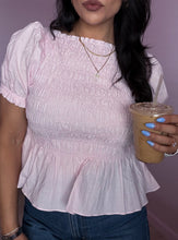Load image into Gallery viewer, Babydoll Wrinkled Top in Pale Pink