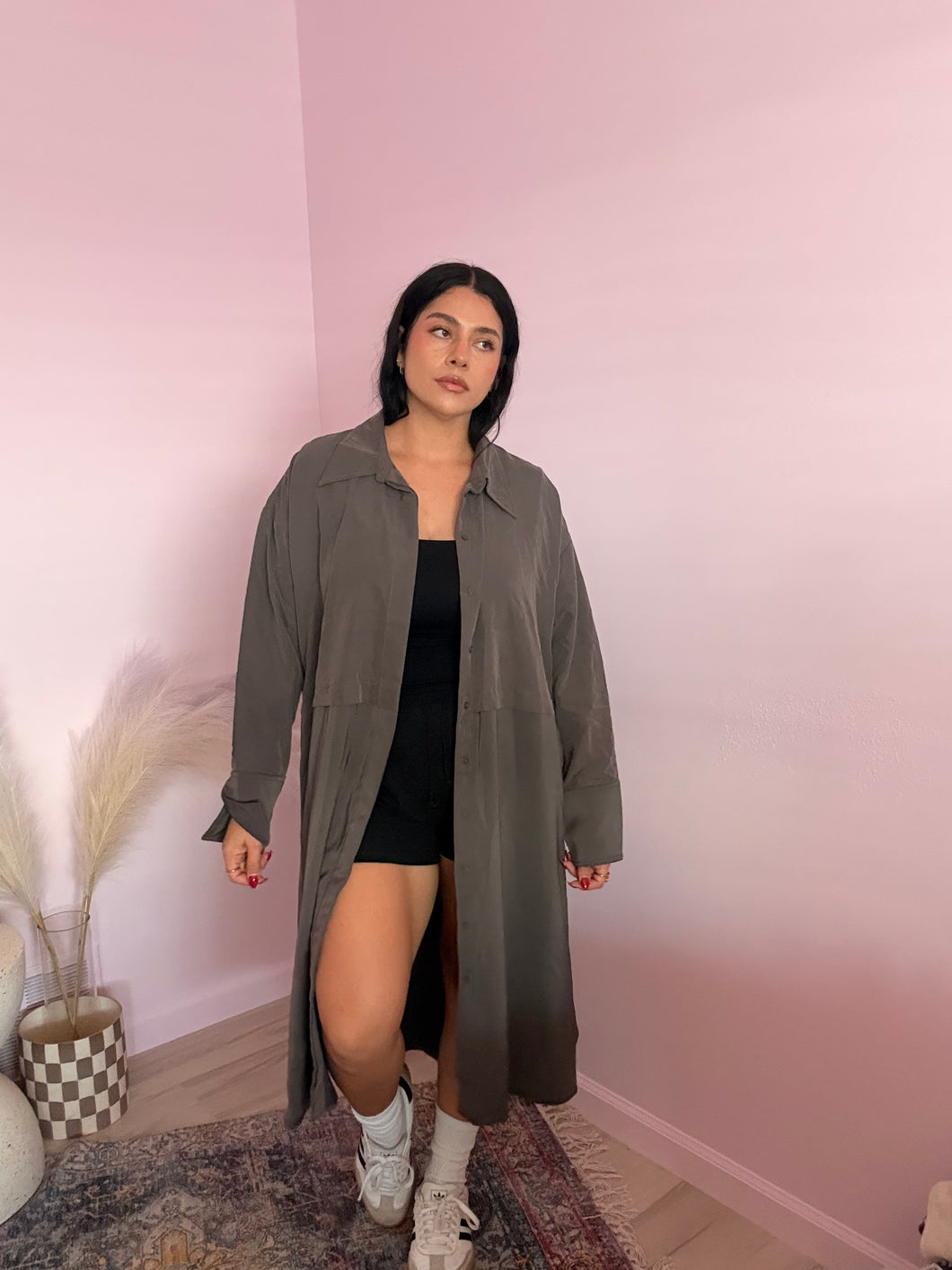 Dark gray long duster (XL)