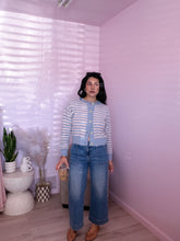 Load image into Gallery viewer, Fuzzy Knit Striped Cardigan in Blue/Pink