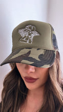 Load image into Gallery viewer, Cowgirl Angel Embroidered Camo Trucker Hat