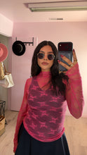 Load image into Gallery viewer, Sheer Flower Top in Hot Pink (LARGE)