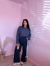 Load image into Gallery viewer, Elliana Boat Neck Chunky Cropped Sweater in Dusty Blue