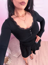 Load image into Gallery viewer, Lace Ribbed Top in BLACK *S-3X*