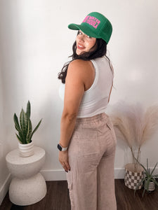 Ash Mocha Linen Cargo Pants