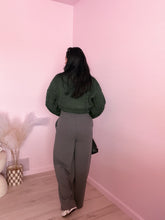 Load image into Gallery viewer, Asymmetrical Wrap Dress Pants in Heather Charcoal