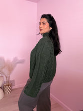 Load image into Gallery viewer, Chunky Cable Knit Sweater in Forest Green