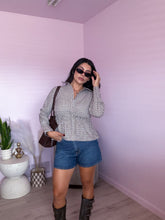 Load image into Gallery viewer, Plaid Button Down Shirred Waist Top