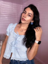 Load image into Gallery viewer, Blue Hydrangea Flower Earrings *18K Gold Plated*