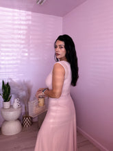 Load image into Gallery viewer, Asymmetric Mesh Midi Dress in Pastel Pink