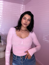 Load image into Gallery viewer, Lace Ribbed Top in BABY PINK *S-L*
