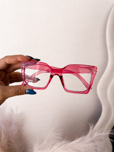 Oversized blue light blocker glasses in HOT PINK