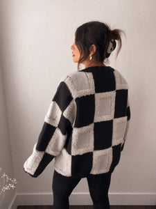 Love U More Checkered Knit Cardigan