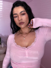Load image into Gallery viewer, Lace Ribbed Top in BABY PINK *S-L*