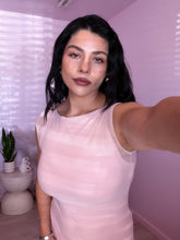 Load image into Gallery viewer, Asymmetric Mesh Midi Dress in Pastel Pink