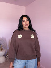 Load image into Gallery viewer, Halloween Graphic Crewneck Sweater in Mocha *S-XL*