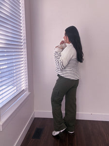 Half Zip Up Striped Knit Sweater