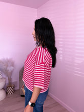 Load image into Gallery viewer, Mikayla Fuzzy Knit Striped Cardigan in Blue/Pink