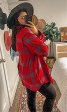 Load image into Gallery viewer, *RESTOCKED* Cool &amp; Edgy oversized flannel shirt *RED*