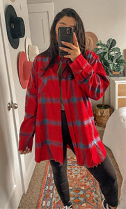 *RESTOCKED* Cool & Edgy oversized flannel shirt *RED*