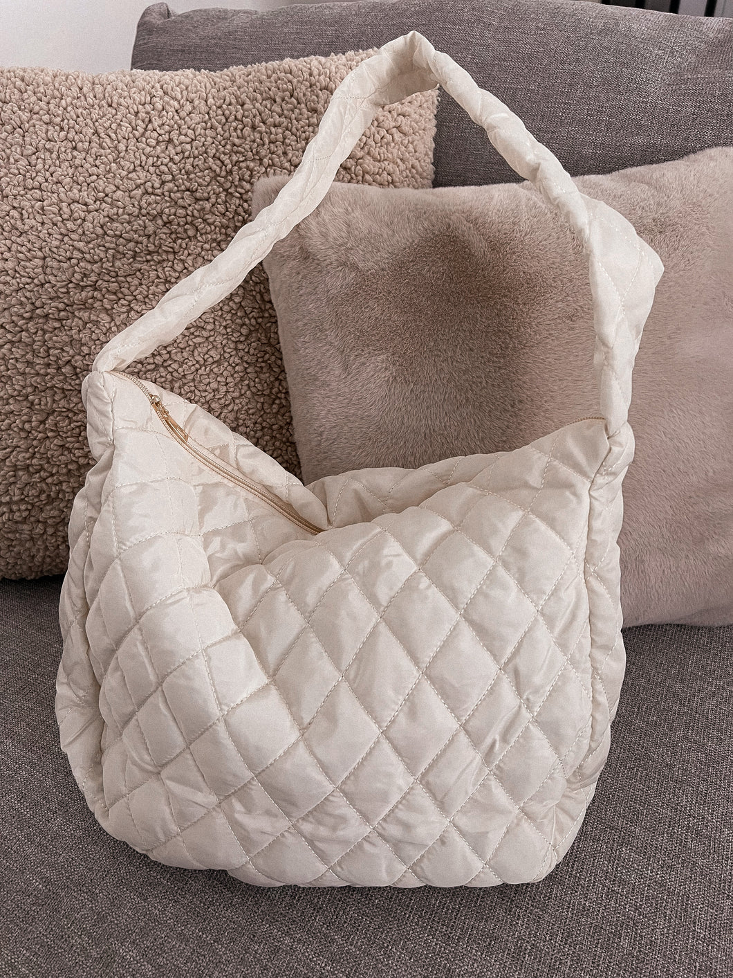 Coffee, yes. You, maybe Large Quilted Bag (IVORY)