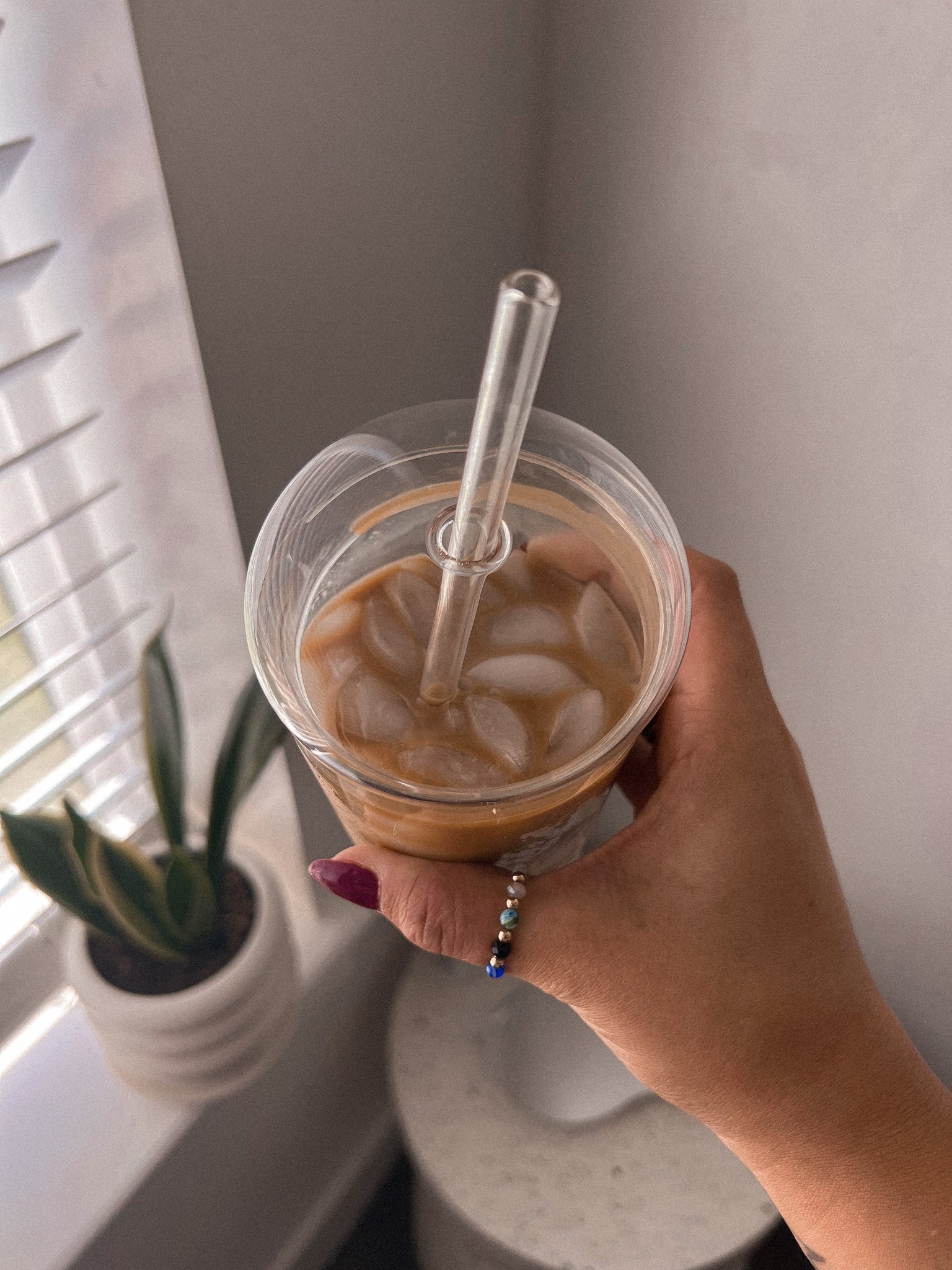 bubble iced coffee glass cup *with lid & straw* – Shop Evelia Bella