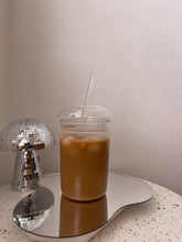 Load image into Gallery viewer, bubble iced coffee glass cup *with lid &amp; straw*