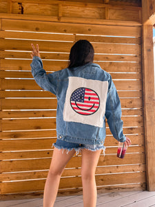 happy USA patched denim jacket