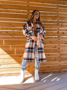 the autumn long flannel shacket