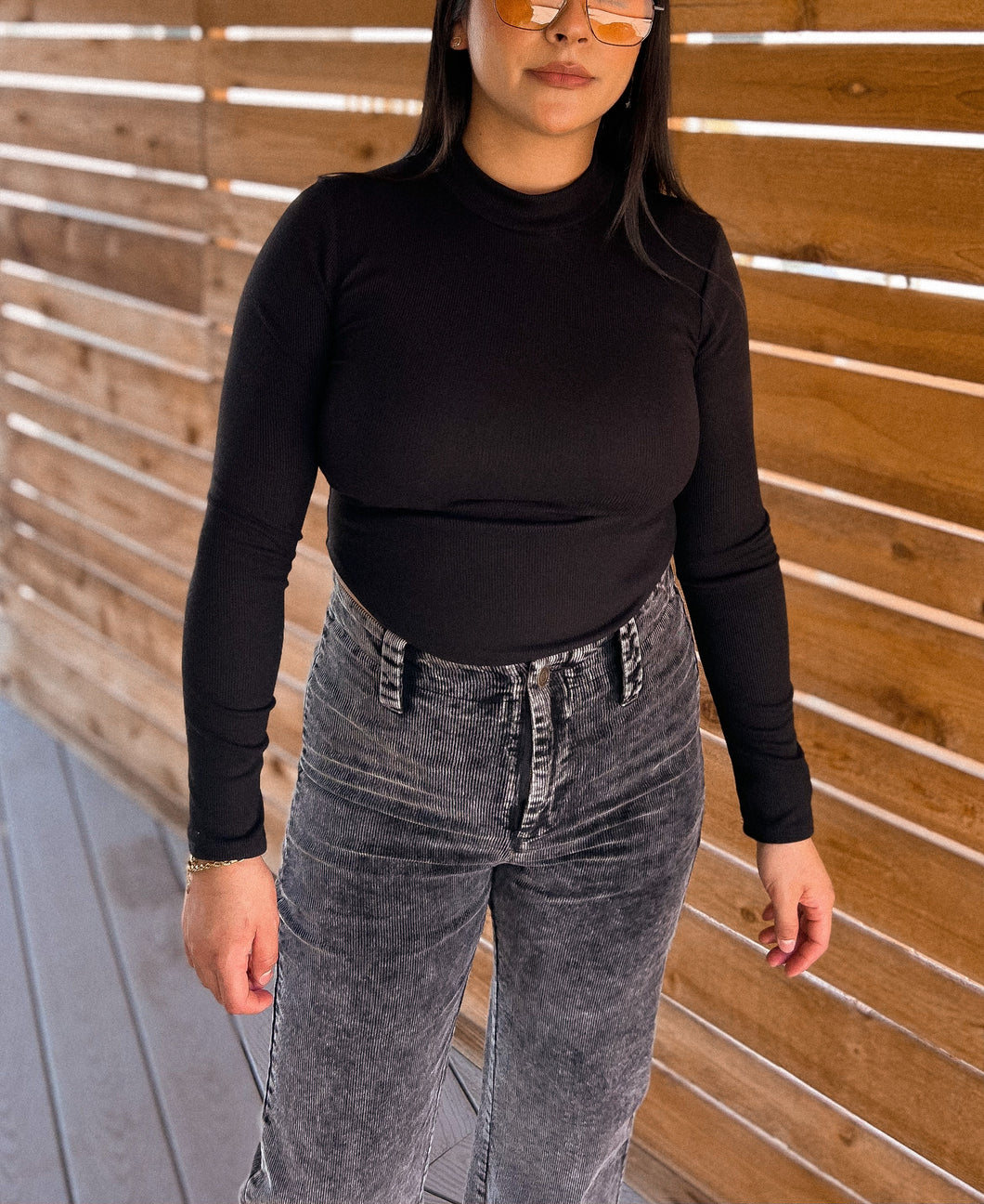 chill nights mock neck long sleeve top