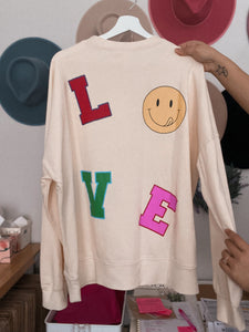 love smiley graphic sweater